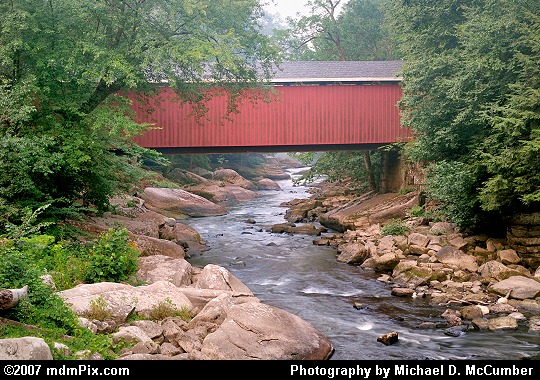 Foggy Morning at the McConnells Mill Covered Bridge Picture