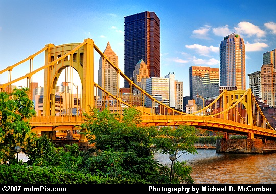 Setting October's Sun Cast Against Pittsburgh's 7th Street Bridge Picture