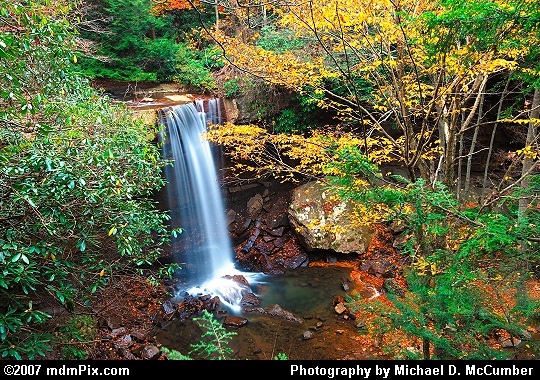Cucumber Falls at Dusk with Autumn Color Picture