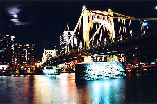 Night Angled View of Pittsburgh's Sixth Street Bridge Picture