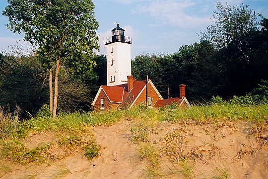 Peering Past a Sand Dune at Presque Isle Lighthouse Picture