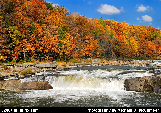 Ohiopyle's Youghiogheny River Waterfall and Fall Foliage - Picture